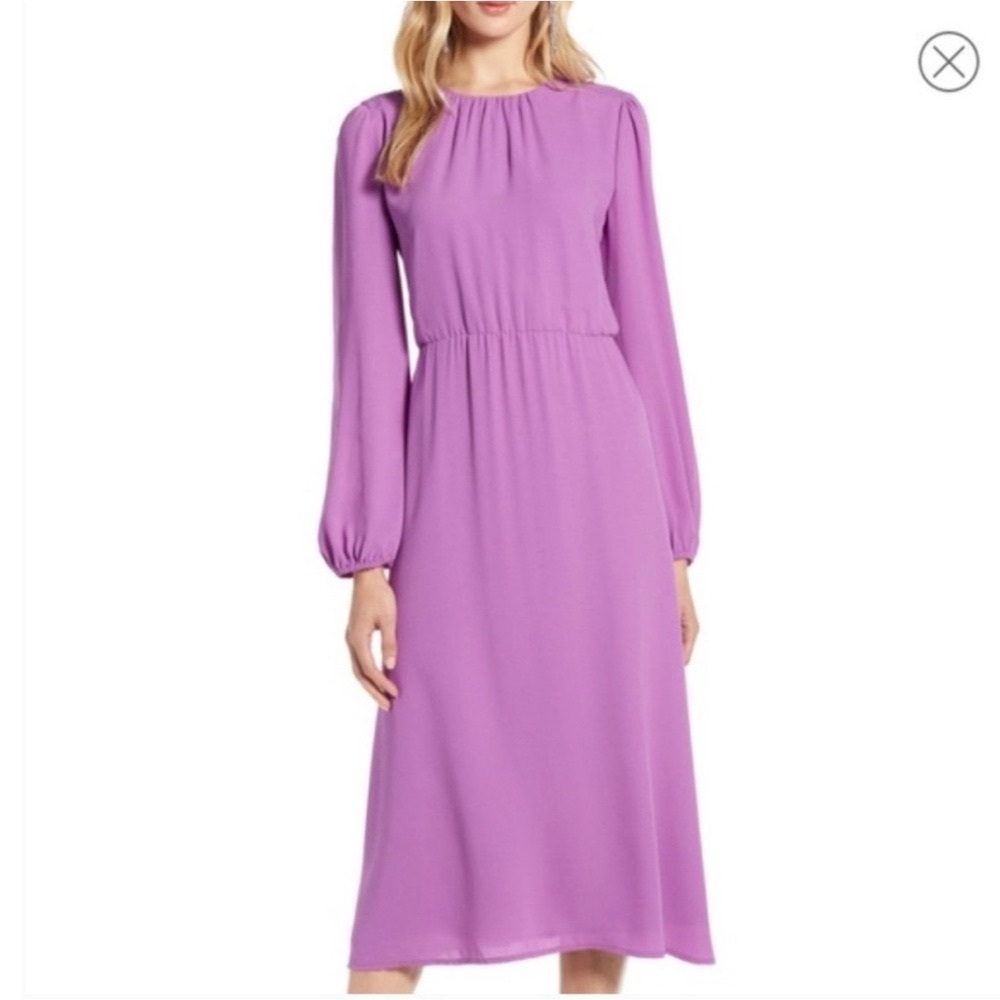 Halogen Long Sleeve Dress Orchid Flowy Midi
Small Classic Modest
